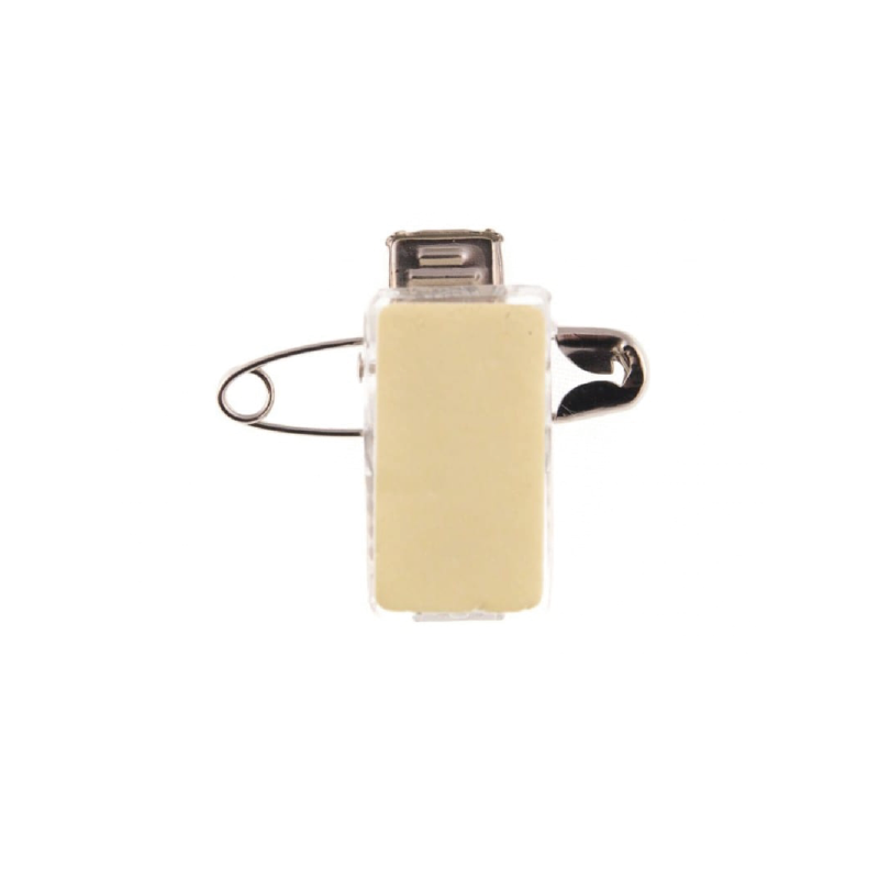 Clip adhésif à pince métal et épingle de sureté