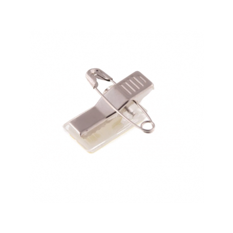 Clip adhésif à pince métal et épingle de sureté