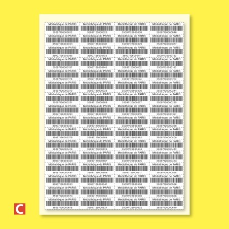 Etiquettes adhésives Code à barres format 48,3 x 16,9 mm angles droits en planches A4