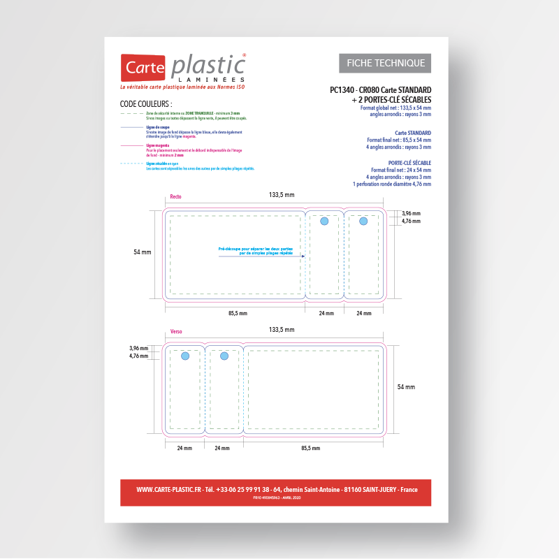 Fiche technique Carton STANDARD + 2 Porte-clés SÉCABLES Verticaux